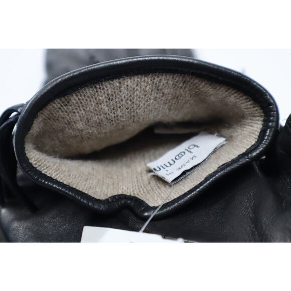 Bloomingdale's Black Genuine Leather Fringe Gloves With 100% Cashmere Lining 8.5 - Picture 4 of 5